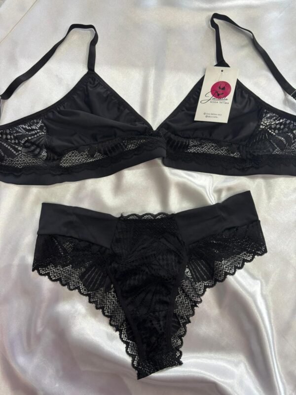 Conjunto Sem Bojo em Renda com Calcinha Fio Jucialle - Imagem 5