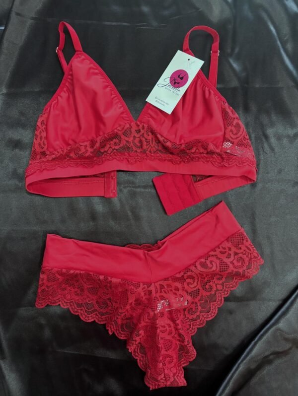 Conjunto Sem Bojo em Renda com Calcinha Fio Jucialle - Imagem 2