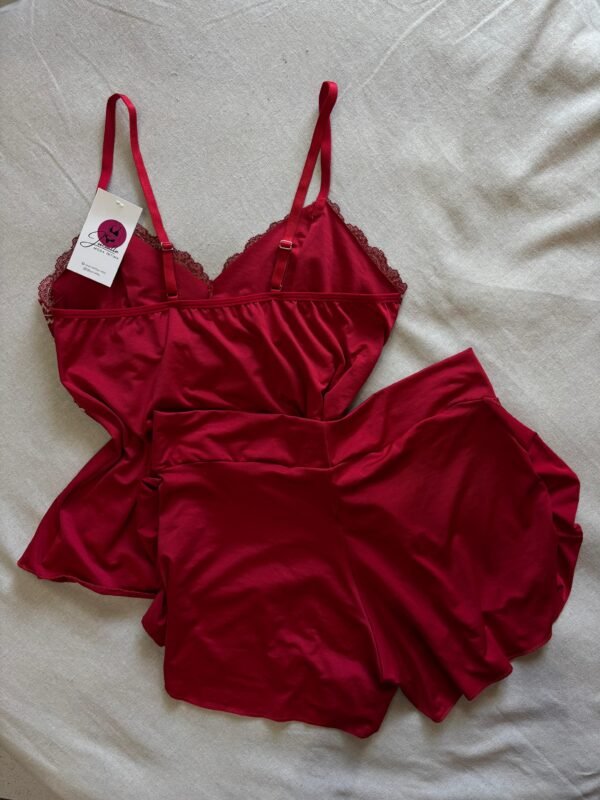 Babydoll Sem Bojo com Renda Floral e Shortinho Babado Jucialle - Imagem 3