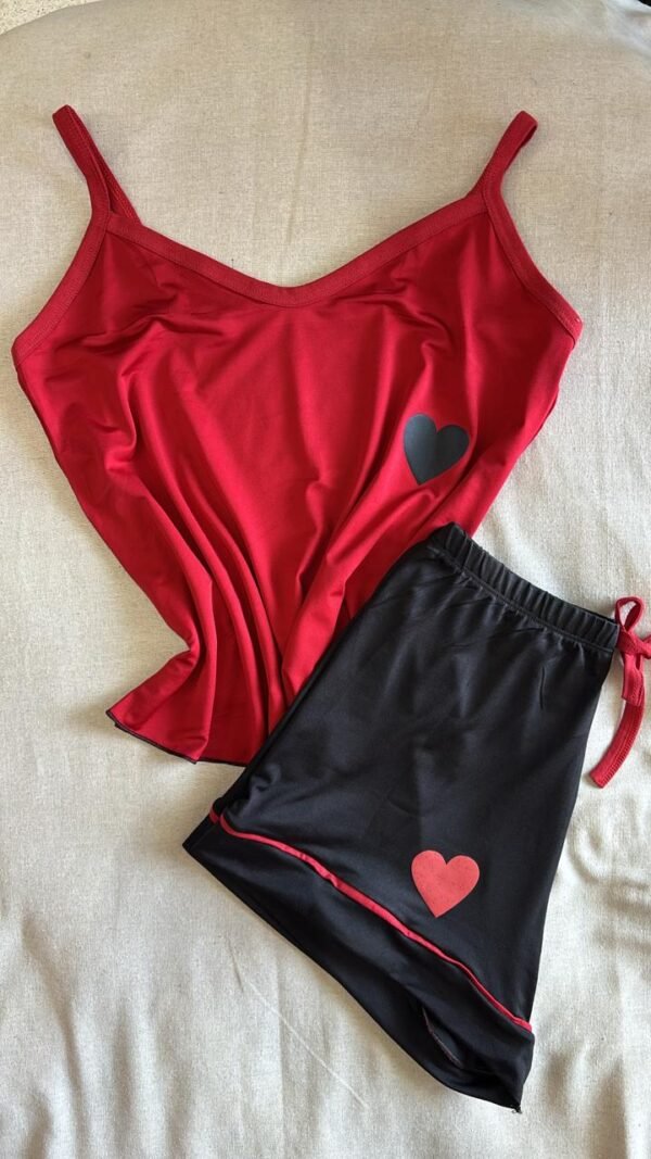 Pijama Coração Vermelho e Preto Jucialle - Imagem 2