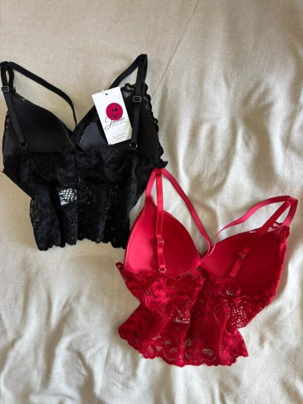 Cropped Renda Com Bojo Vermelho e Preto Jucialle - Imagem 4