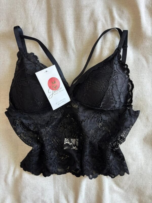 Cropped Renda Com Bojo Vermelho e Preto Jucialle - Imagem 3