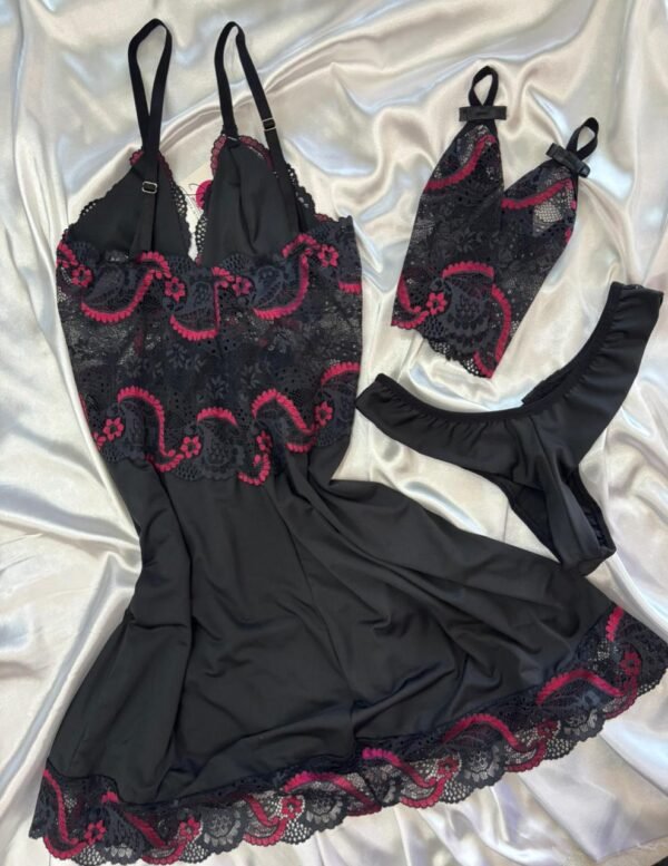 Conjunto Sensual Renda com Luva Jucialle - Imagem 2