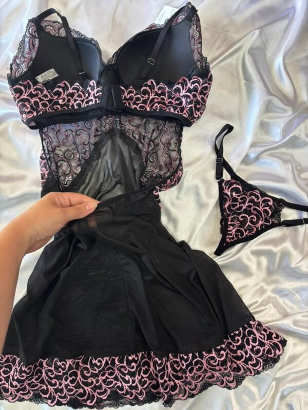 Conjunto Sensual Tule Aberto nas Costas Jucialle - Imagem 2