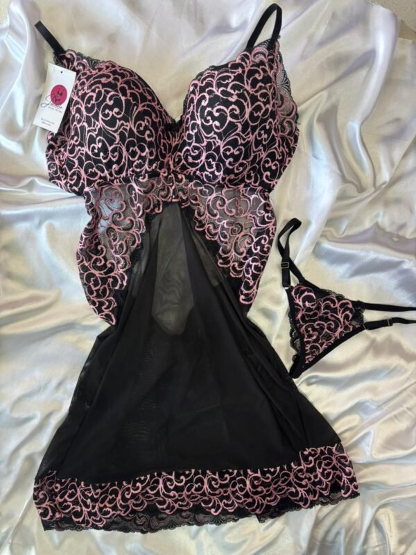 Conjunto Sensual Tule Aberto nas Costas Jucialle